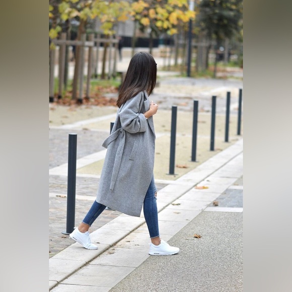 Zara Gray Belted Coat - Picture 9 of 15